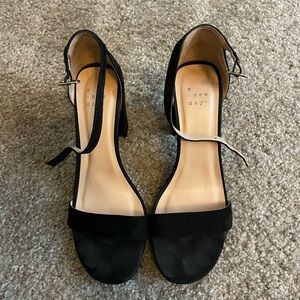 Black Suede Heeled Sandals